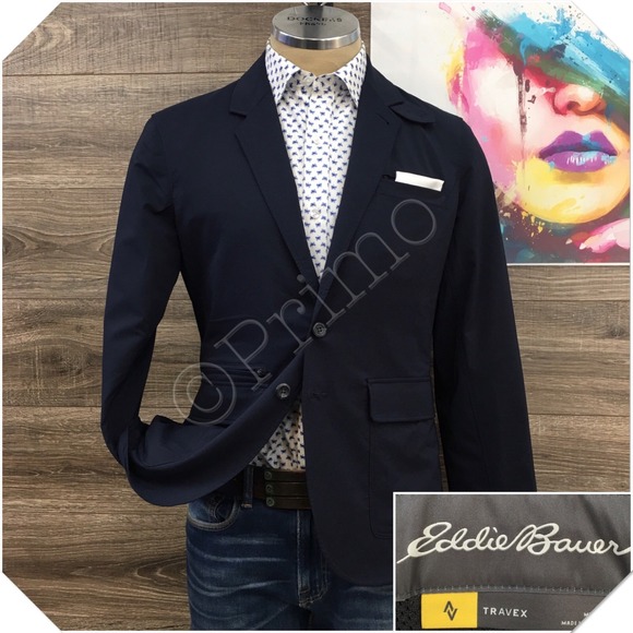 EDDIE BAUER TRAVEX Mens Blazer Sport Coat Casual Jacket Size 38 Performance Suit